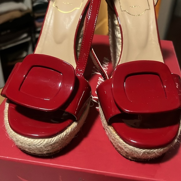 Roger Vivier Espadrille patent leather red Wedge. Authentic - Picture 5 of 9